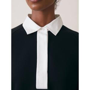 REISS Gaia Interlock Contrast-Collar Sweatshirt
